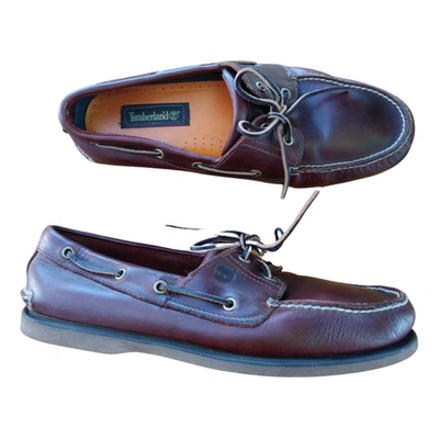 Pre-owned Timberland Leather Flats In Brown