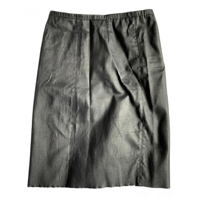 Pre-owned Max & Moi Leather Mid-length Skirt In Navy