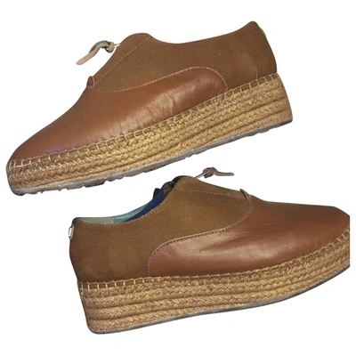 Pre-owned Australia Luxe Leather Espadrilles In Brown