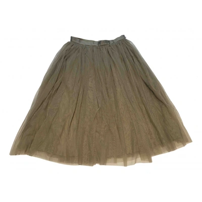 Pre-owned Needle & Thread Mid-length Skirt In Khaki