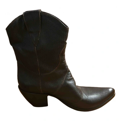 Pre-owned Gianni Barbato Leather Ankle Boots In Brown