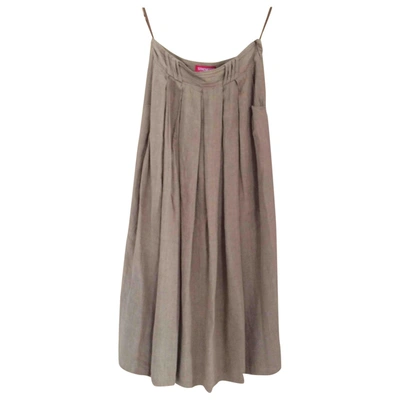 Pre-owned Strenesse Linen Maxi Skirt In Beige