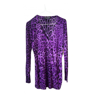 Pre-owned Dolce & Gabbana Wool Cardi Coat In Purple