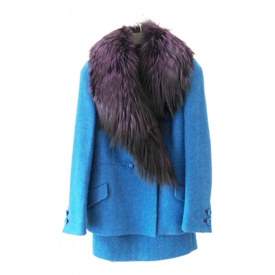 Pre-owned Versace Wool Jacket In Blue