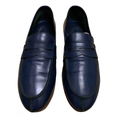 Pre-owned Geox Leather Flats In Blue