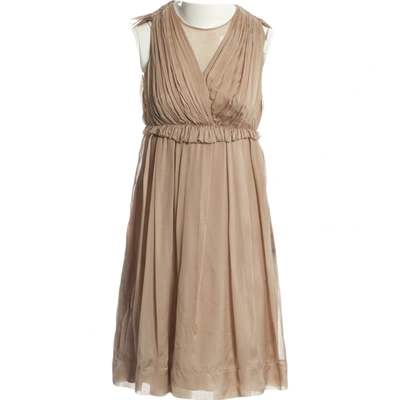 Pre-owned Burberry Prorsum Silk Mid-length Dress In Beige