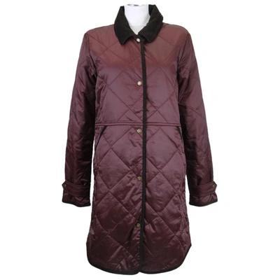 Pre-owned Barbour Leather Jacket In Burgundy