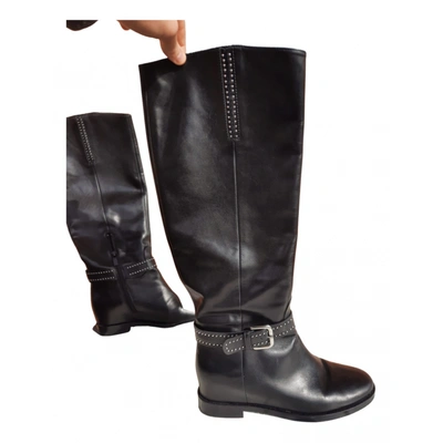 Pre-owned Bruno Premi Leather Riding Boots In Black