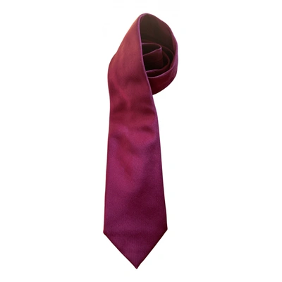 Pre-owned Hackett London Silk Tie In Burgundy