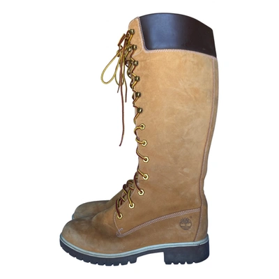 Pre-owned Timberland Biker Boots In Gold