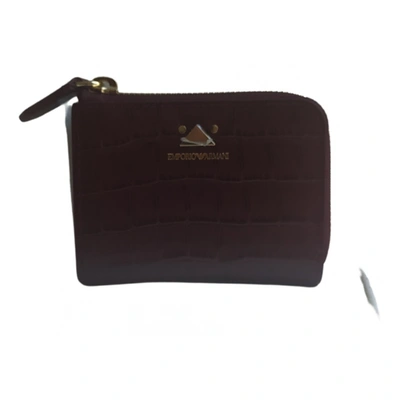 Pre-owned Emporio Armani Leather Wallet In Burgundy