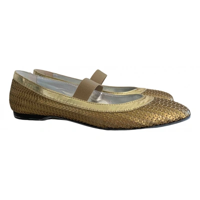 Pre-owned Max & Co Leather Ballet Flats In Gold