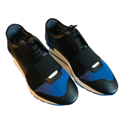 Pre-owned Balenciaga Race Cloth Low Trainers In Blue
