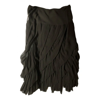 Pre-owned Dkny Silk Skirt In Brown