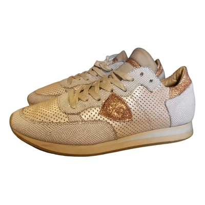 Pre-owned Philippe Model Leather Trainers In Metallic