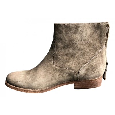 Pre-owned Anthology Paris Ankle Boots In Beige