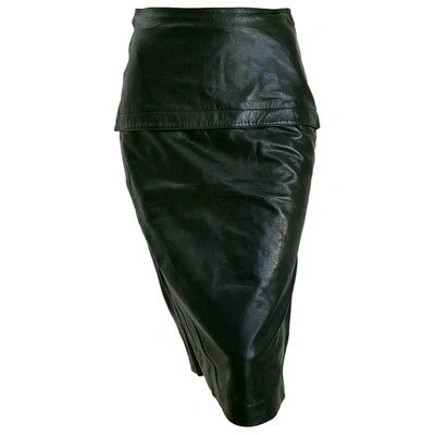 Pre-owned Claude Montana Leather Mid-length Skirt In Black