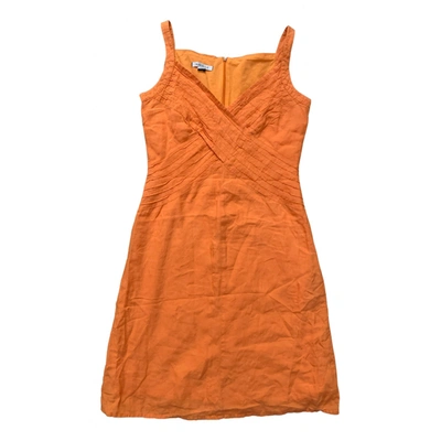 Pre-owned Marella Linen Mid-length Dress In Orange