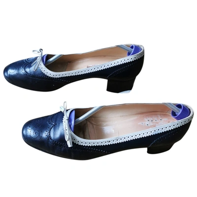 Pre-owned A. Testoni' Leather Flats In Blue