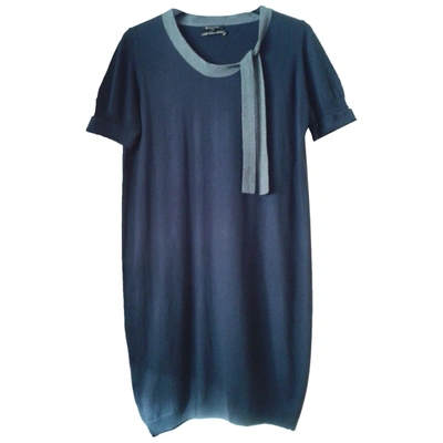 Pre-owned Massimo Dutti Silk Mid-length Dress In Navy