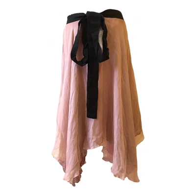 Pre-owned D&g Silk Maxi Skirt In Pink