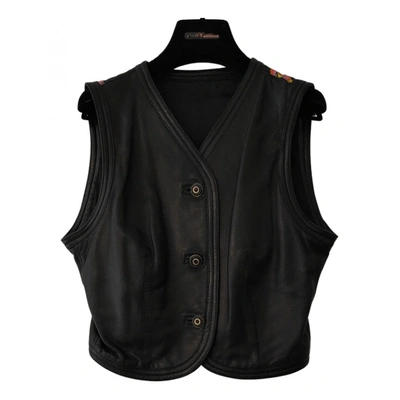 Pre-owned Versace Leather Knitwear In Black