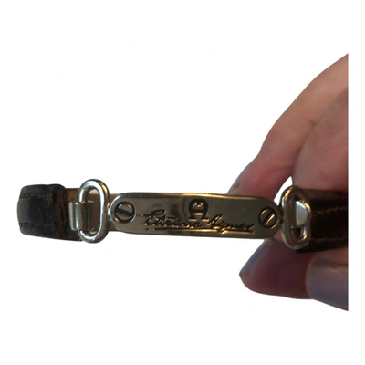 Pre-owned Etienne Aigner Leather Bracelet In Black