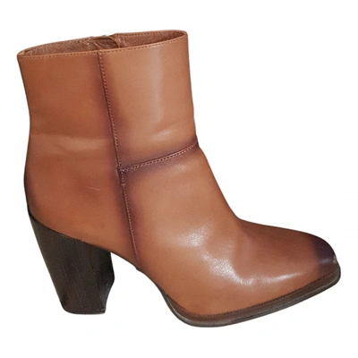 Pre-owned Massimo Dutti Leather Ankle Boots In Camel