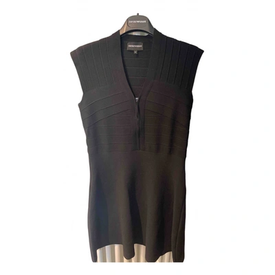 Pre-owned Emporio Armani Wool Mini Dress In Black