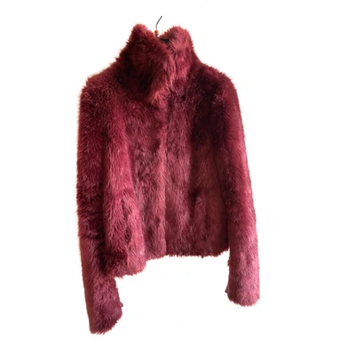 Pre-owned Patrizia Pepe Faux Fur Jacket In Burgundy