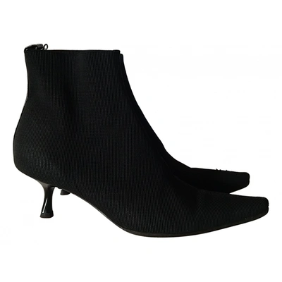 Pre-owned Philippe Model Cloth Ankle Boots In Black
