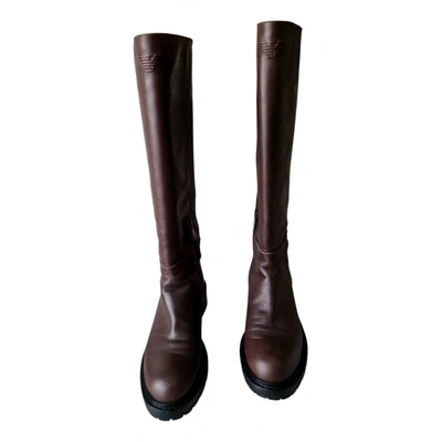 Pre-owned Emporio Armani Leather Boots In Brown