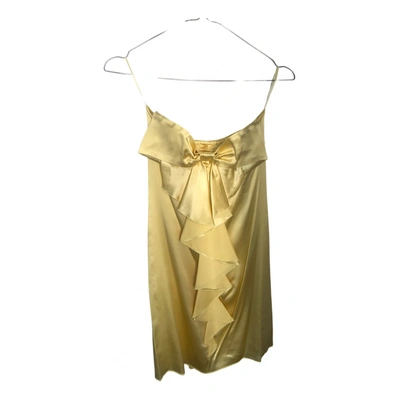 Pre-owned Flavio Castellani Silk Mini Dress In Yellow