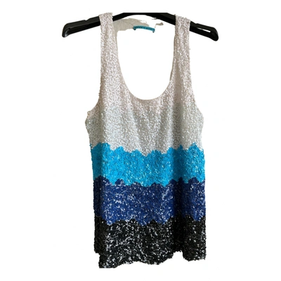 Pre-owned Alice And Olivia Glitter Vest In Turquoise