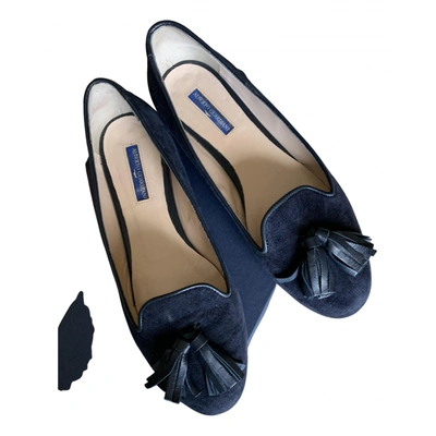 Pre-owned Alberto Guardiani Ballet Flats In Navy
