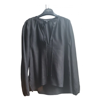 Pre-owned James Perse Linen Blouse In Black