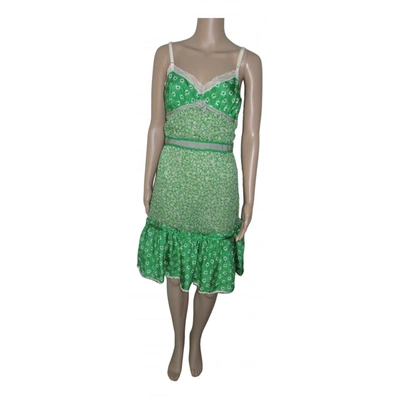Pre-owned D&g Silk Mid-length Dress In Green