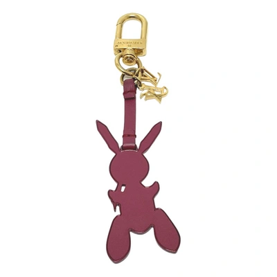 Pre-owned Louis Vuitton Leather Key Ring In Burgundy