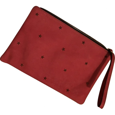 Pre-owned Mercules Leather Clutch Bag In Red