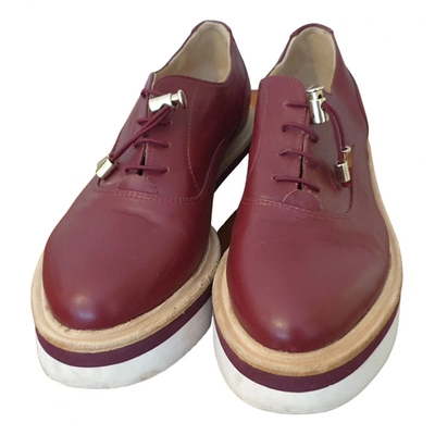 Pre-owned Baldinini Leather Lace Ups In Burgundy