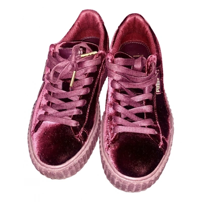 Pre-owned Fenty X Puma Velvet Trainers In Burgundy