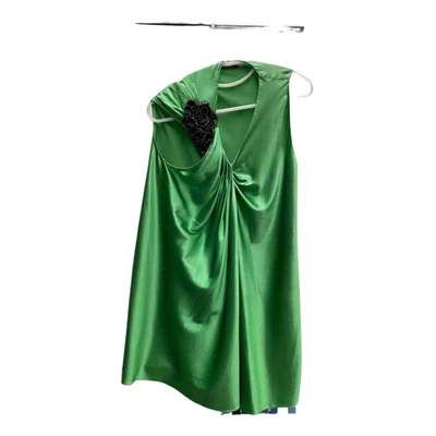 Pre-owned Vera Wang Silk Mini Dress In Green