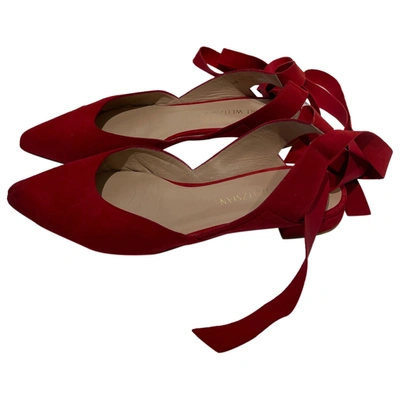 Pre-owned Stuart Weitzman Leather Ballet Flats In Red