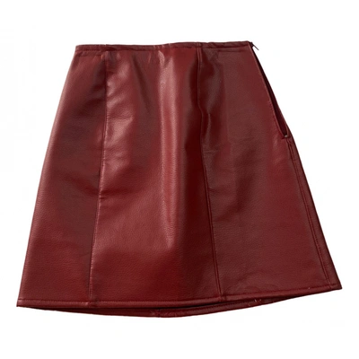 Pre-owned Melissa Leather Mini Skirt In Burgundy