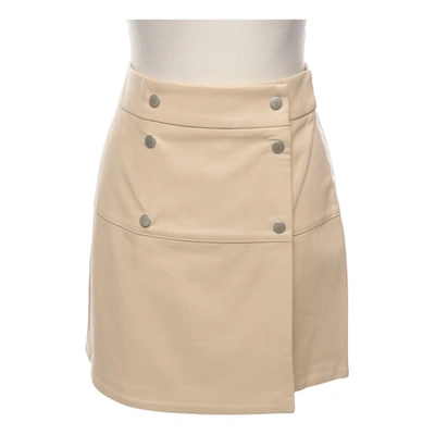 Pre-owned Finders Keepers Vegan Leather Mini Skirt In Beige