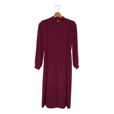 Pre-owned Pierre Balmain Wool Mid-length Dress In Burgundy