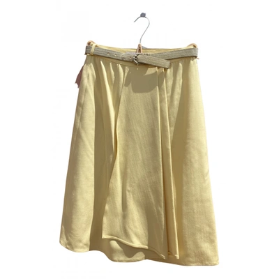 Pre-owned Genny Wool Mid-length Skirt In Yellow