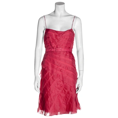 Pre-owned Hugo Boss Silk Mid-length Dress In Pink