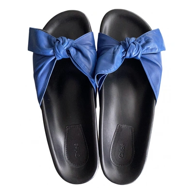 Pre-owned Chloé Leather Mules In Blue