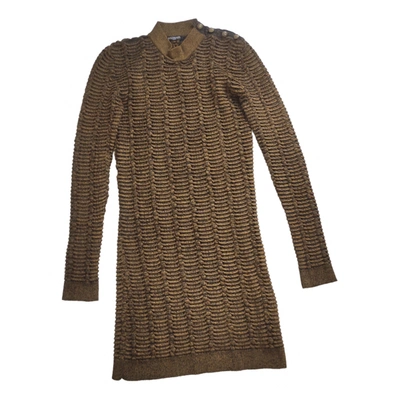 Pre-owned Balmain Mid-length Dress In Gold